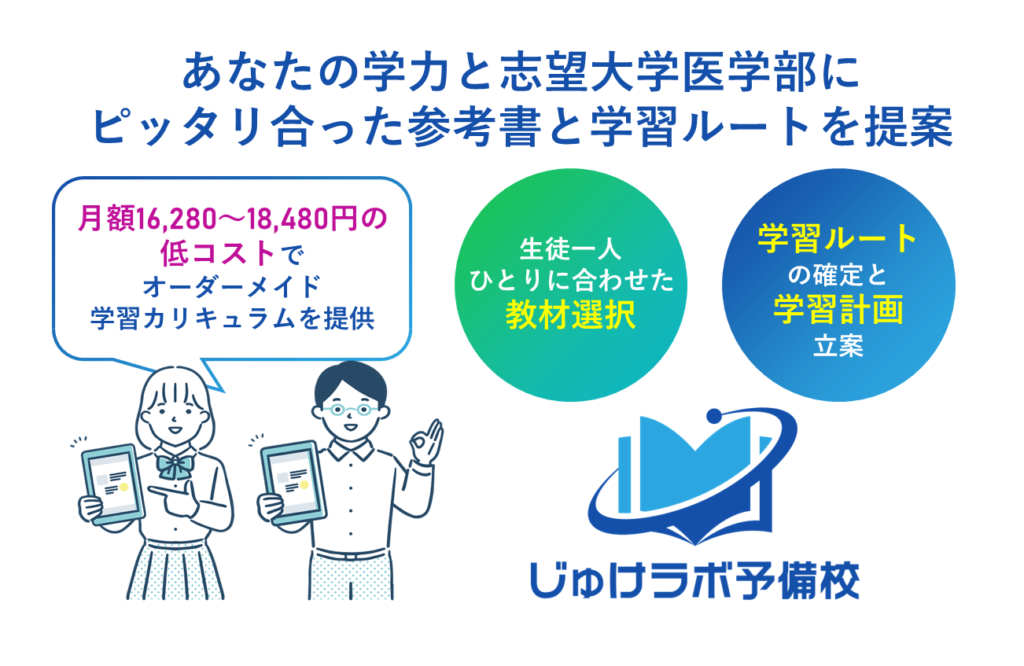 あなたの学力と志望大学医学部にピッタリ合った参考書選びと学習ルートの提案を行います